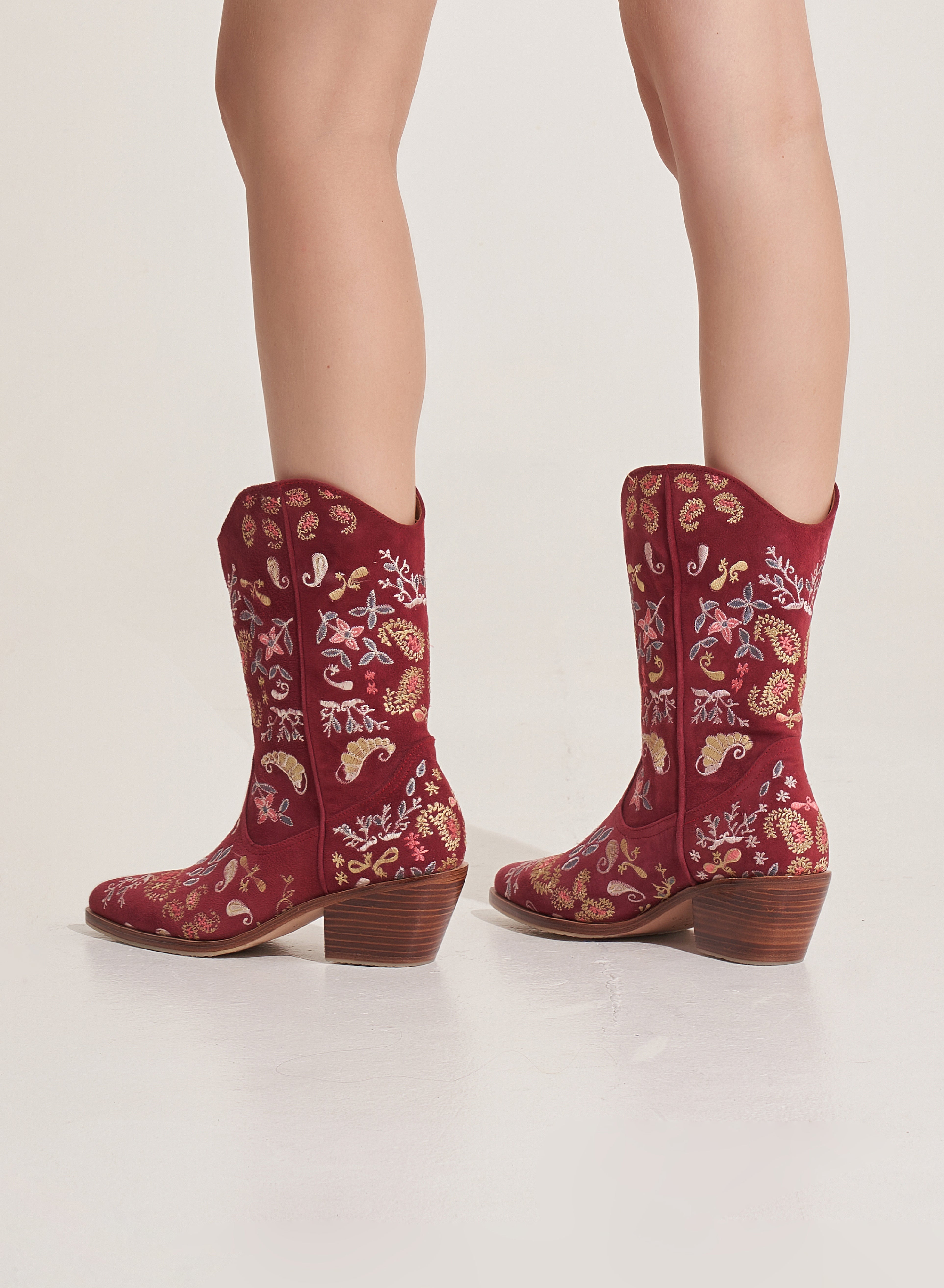 Yash Ankle Cowboy Boots Maroon