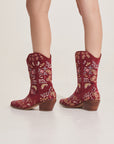 Yash Ankle Cowboy Boots Maroon