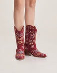 Yash Ankle Cowboy Boots Maroon