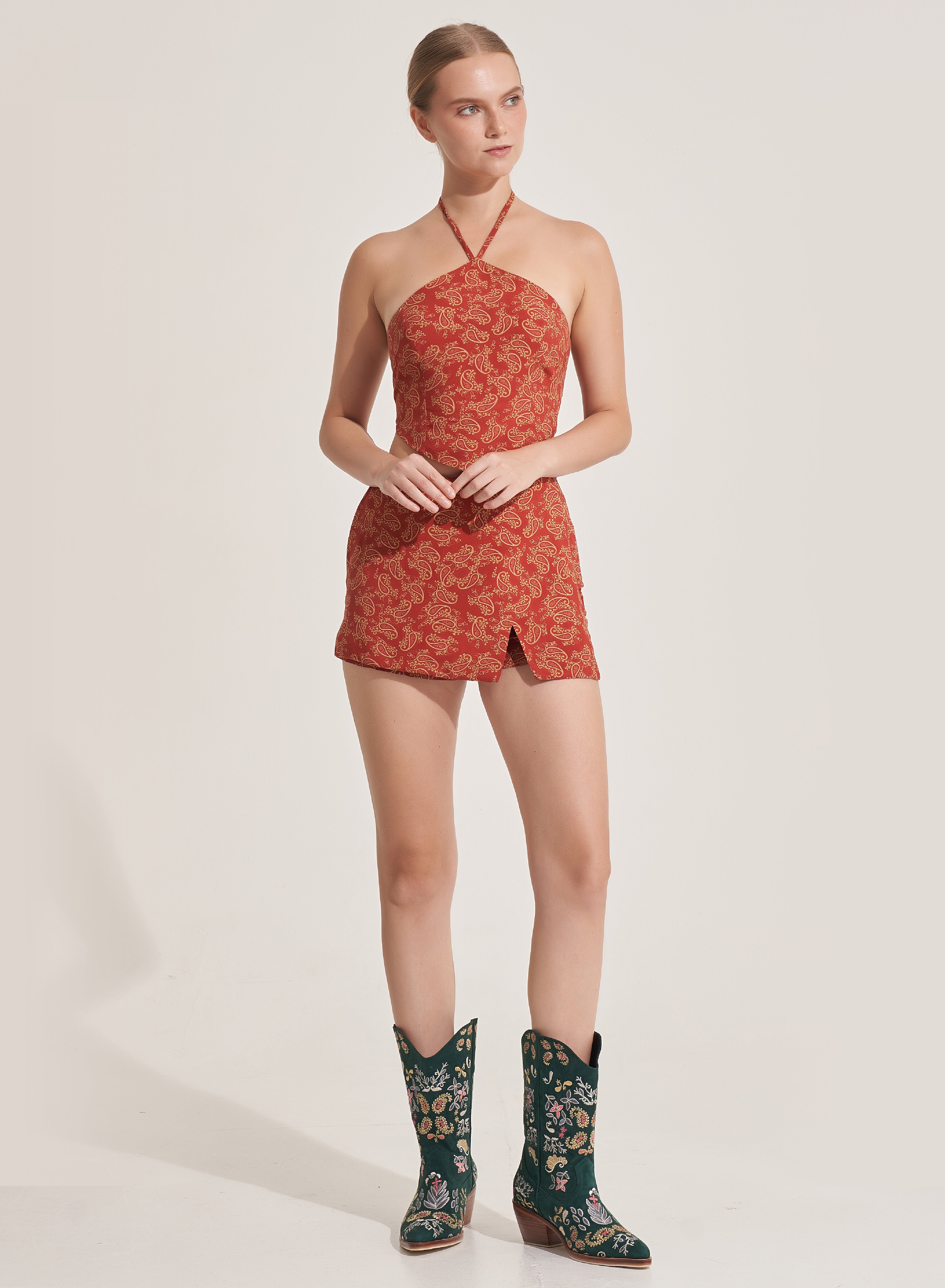 Yash Ankle Cowboy Boots Green
