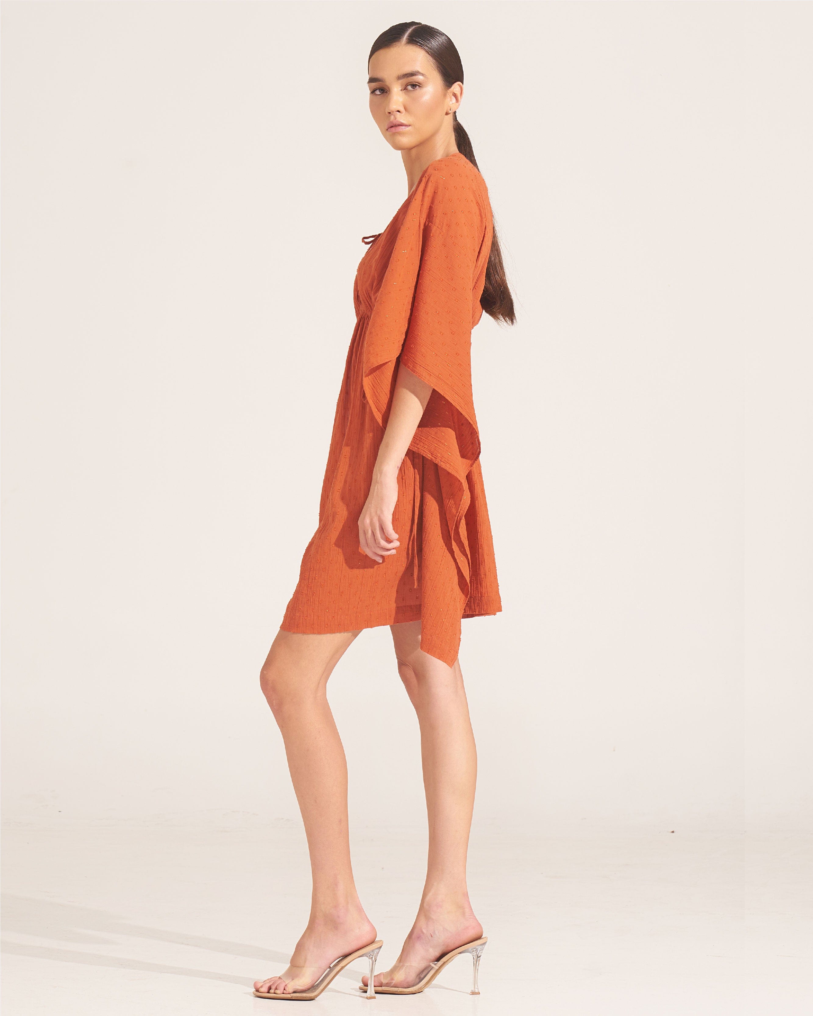 Morrato Bali Mini Dress Insha Kaftan Burnt Ochre