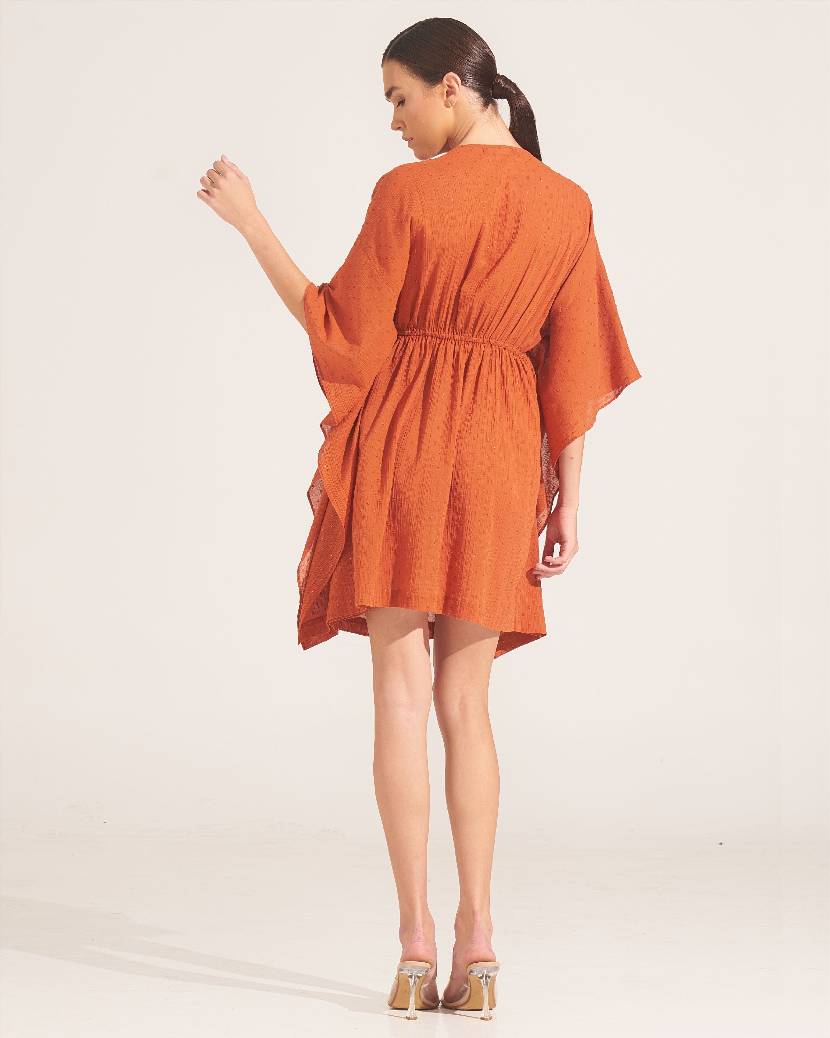 Morrato Bali Mini Dress Insha Kaftan Burnt Ochre