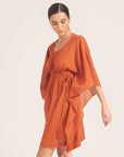 Morrato Bali Mini Dress Insha Kaftan Burnt Ochre