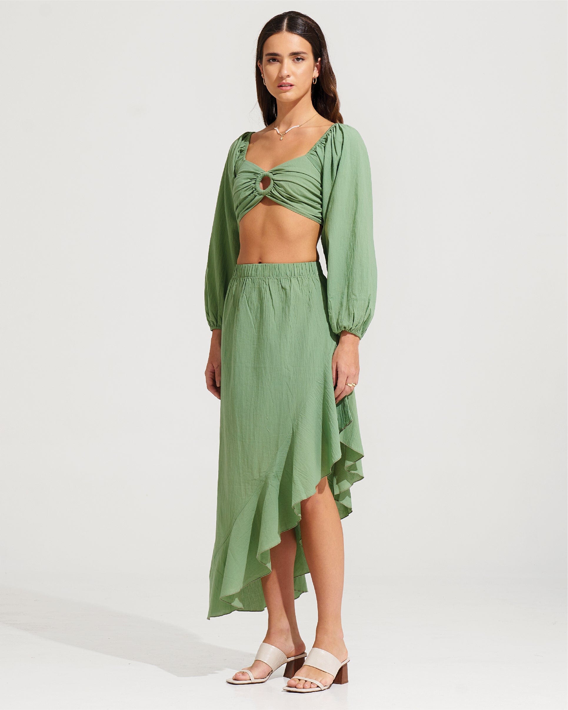 Morrato Midi Skirt Brielle Skirt Basil