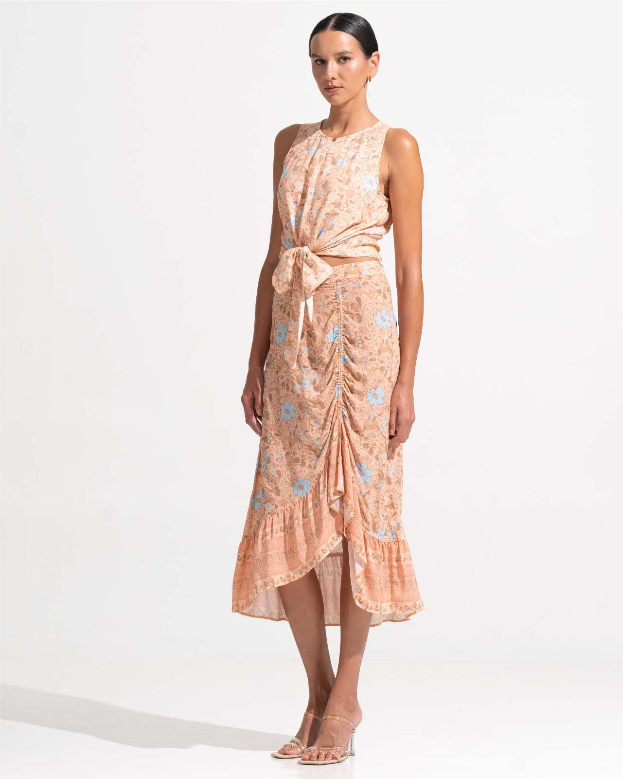 Morrato Midi Skirt Lynette Asymmetrical Skirt Fleur Peach