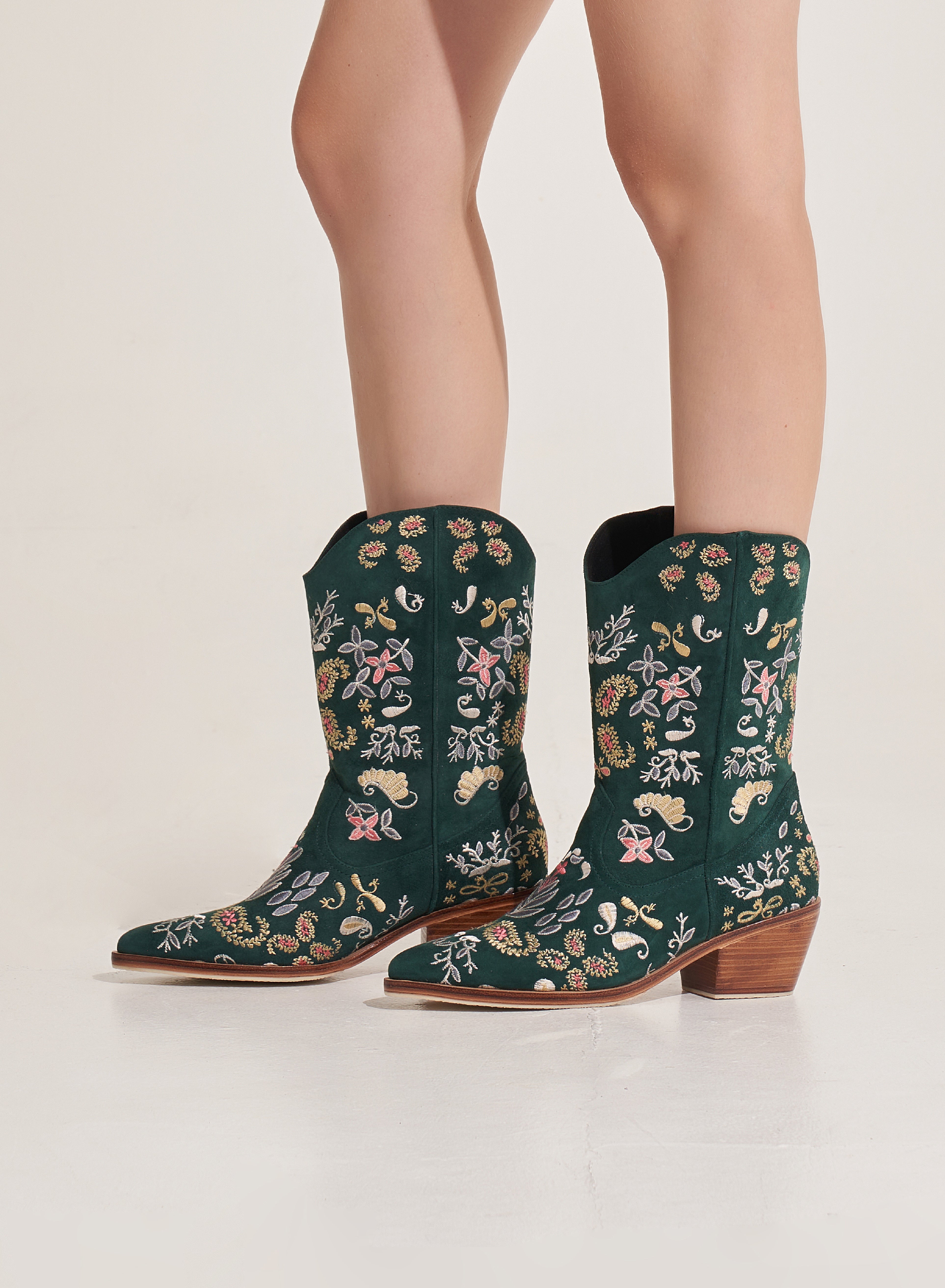 Yash Ankle Cowboy Boots Green