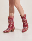 Yash Ankle Cowboy Boots Maroon
